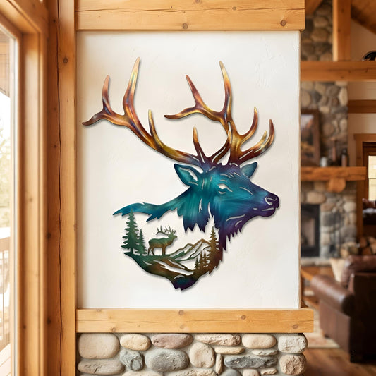 Elk Metal Wall Art - Deer Wall Decor - Wildlife Metal Art - Mountain Cabin Decor, Rustic Lodge Decor, Hunter Gift