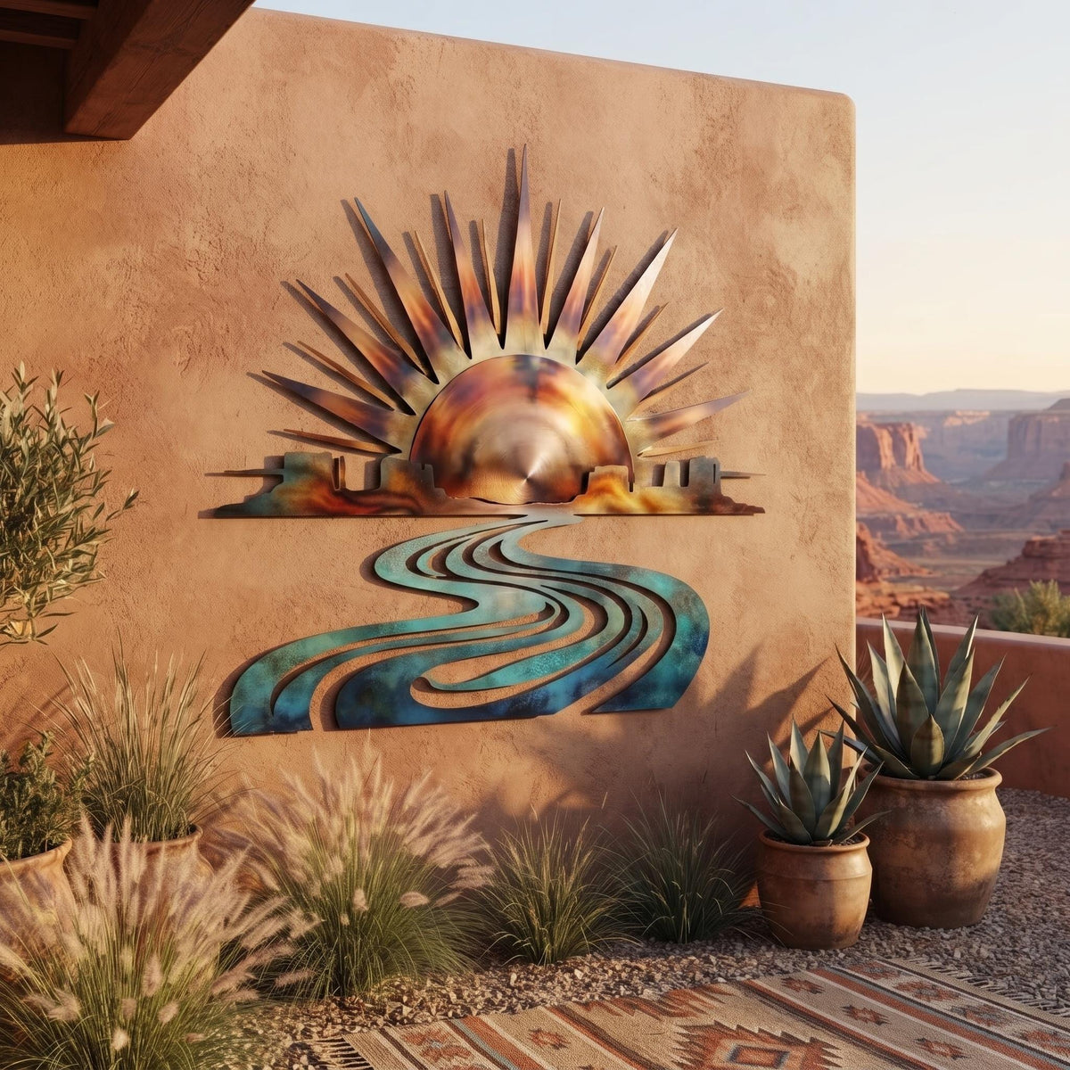 Desert Sunset Metal Wall Art, Southwestern Home Decor, Outdoor Patio Decoration