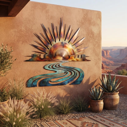 Desert Sunset Metal Wall Art, Southwestern Home Decor, Outdoor Patio Decoration