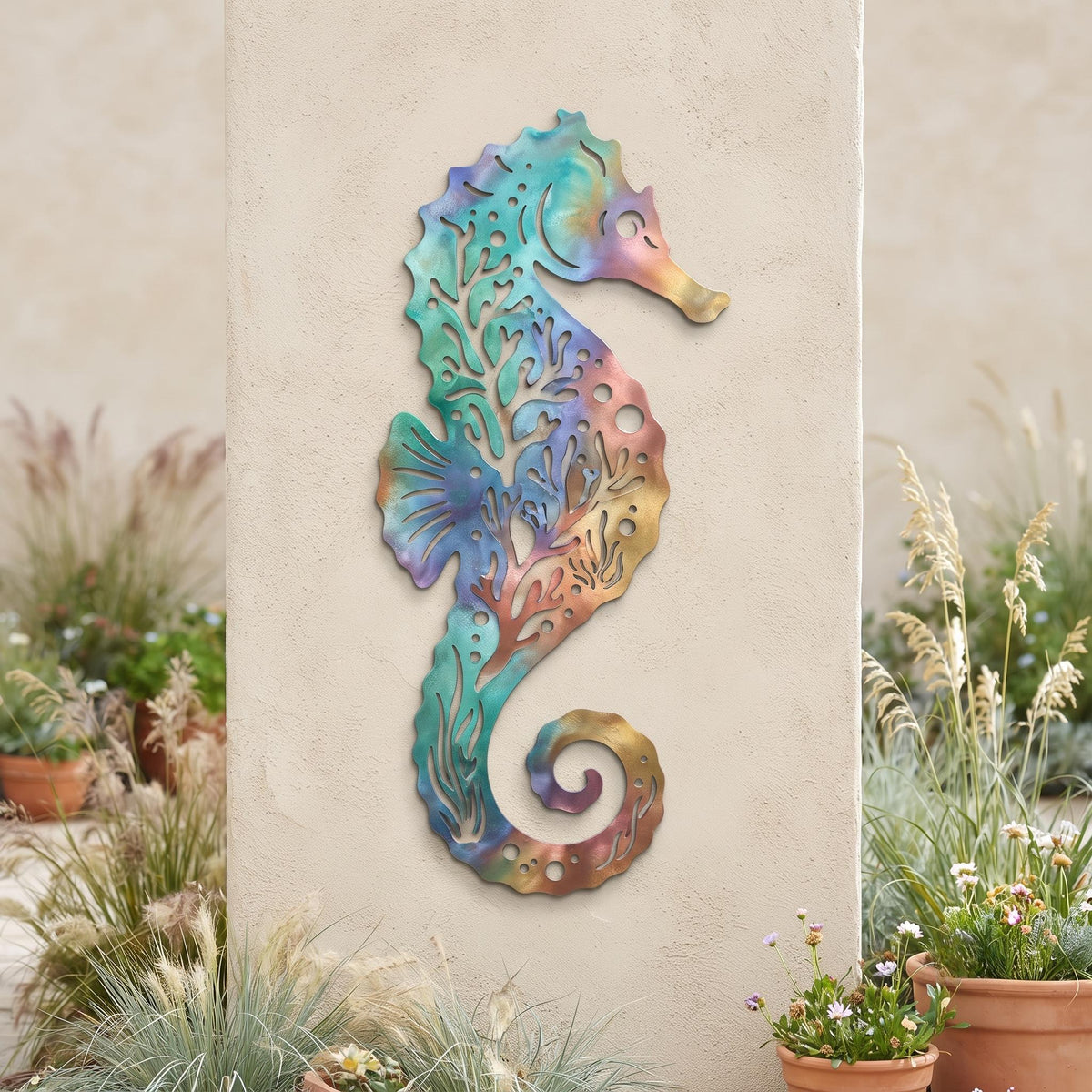 Seahorse Metal Wall Art - Coastal Wall Decor - Ocean Metal Wall Art - Beach House Decor, Nautical Decor, Outdoor Garden Art
