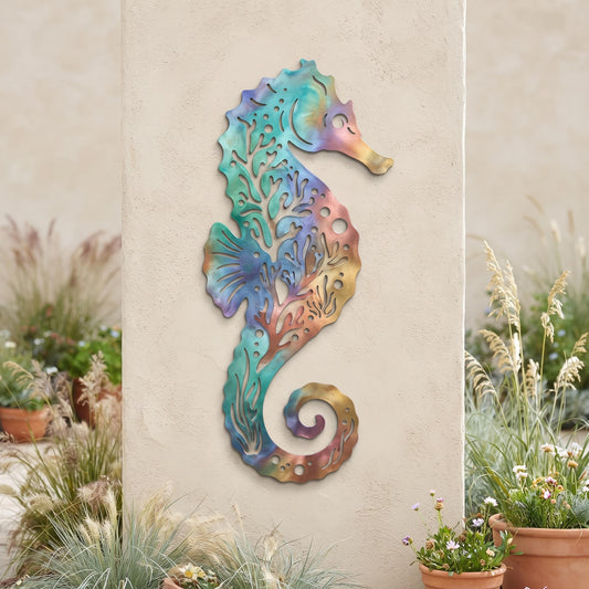 Seahorse Metal Wall Art - Coastal Wall Decor - Ocean Metal Wall Art - Beach House Decor, Nautical Decor, Outdoor Garden Art