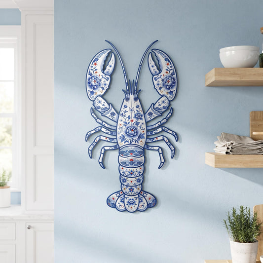 Lobster Metal Wall Art, Coastal Kitchen Decor, Nautical Beach House Wall Decor