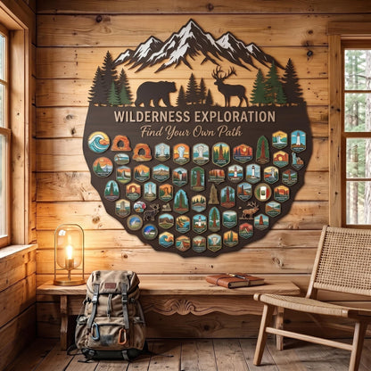 National Park Tracker - Wilderness Adventure Sign - Hiking Trail Wall Art - National Park Decor, Cabin Wall Decor, Outdoor Lover Gift