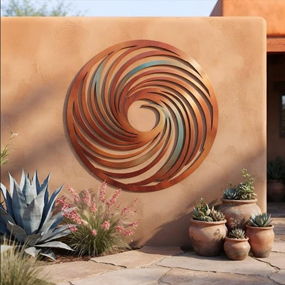 Outdoor Metal Wall Art, Abstract Round Wall Sculpture, Garden Wall Decor