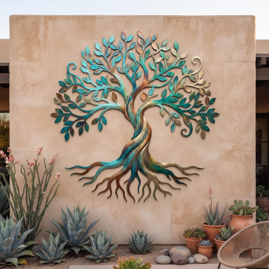 Large Metal Tree Wall Art, Outdoor Patio Decor, Rustic Nature Wall Hanging