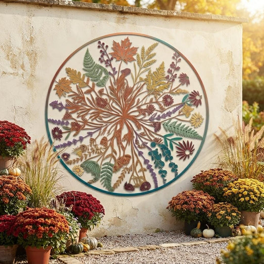 Botanical Metal Wall Art, Colorful Wildflower Decor, Outdoor Garden Wall Art