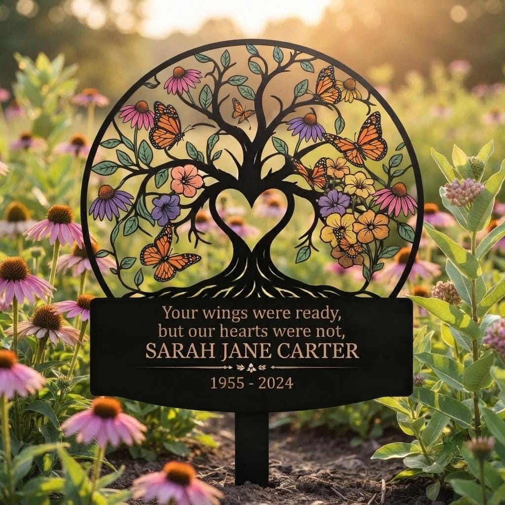 Butterfly Memorial Sign, Personalized Metal Garden Stake, Bereavement Gift