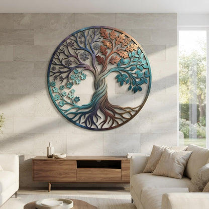 Colorful Tree Metal Wall Art, Nature Inspired Decor, Modern Botanical Wall Art