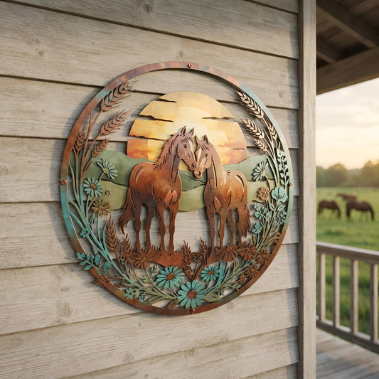 Horse Metal Wall Art - Western Wall Decor - Farmhouse Horse Decor - Rustic Metal Wall Art, Equestrian Gift, Country Home Decor