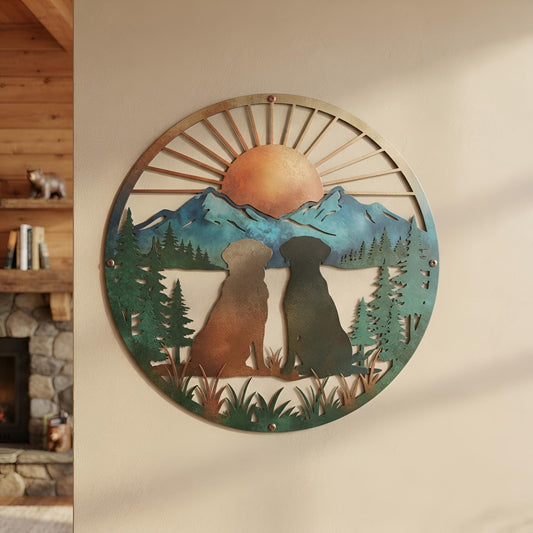 Labrador Metal Wall Art - Dog Wall Decor - Mountain Cabin Decor - Rustic Metal Sign, Dog Lover Gift, Outdoor Adventure Decor