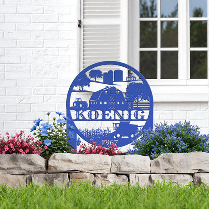 Custom Farm Scene Metal Garden Stake - Unique Home Decor - Charming Country Farming Yard Ornament - Rustic Outdoor Sign - Housewarming Gift