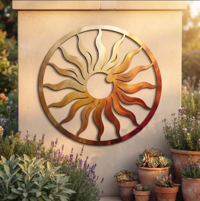 Sun Metal Wall Art - Outdoor Metal Wall Decor - Sun Wall Hanging - Garden Decor, Patio Wall Art, Celestial Decor