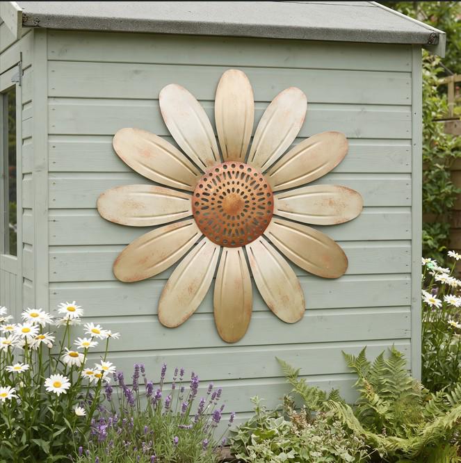 Daisy Metal Wall Art, Large Outdoor Flower Decor, Garden Wall Hanging