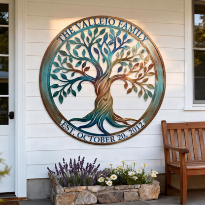 Personalized Family Tree Metal Sign, Custom Family Name Sign, Established Date Wall Decor
