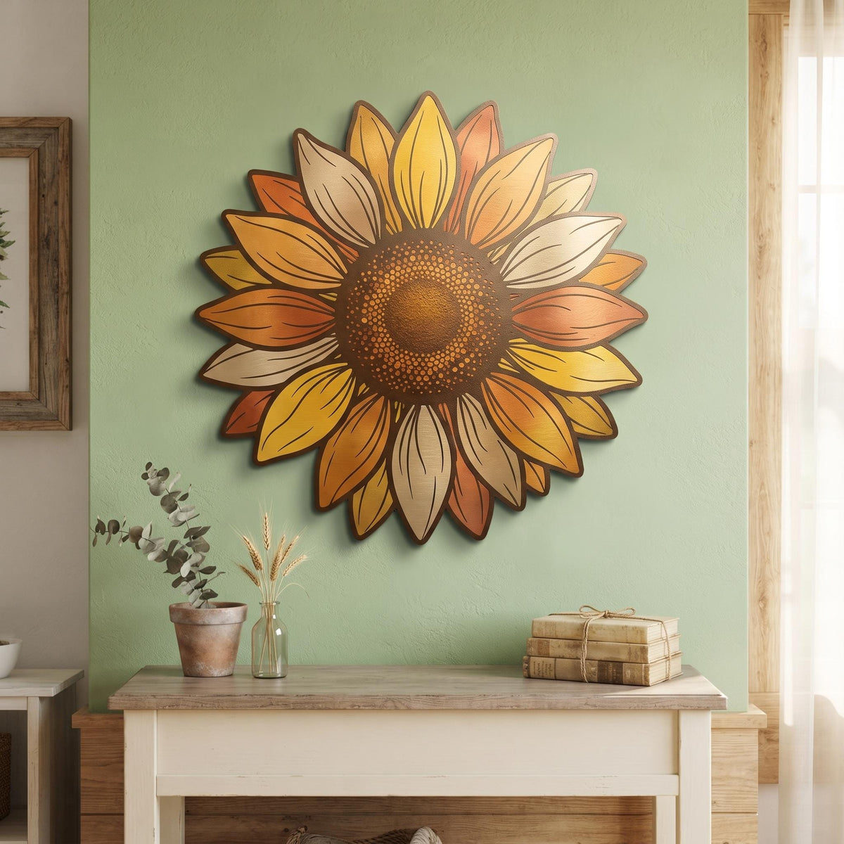 Large Sunflower Metal Wall Decor, Rustic Floral Wall Art, Farmhouse Home Decor
