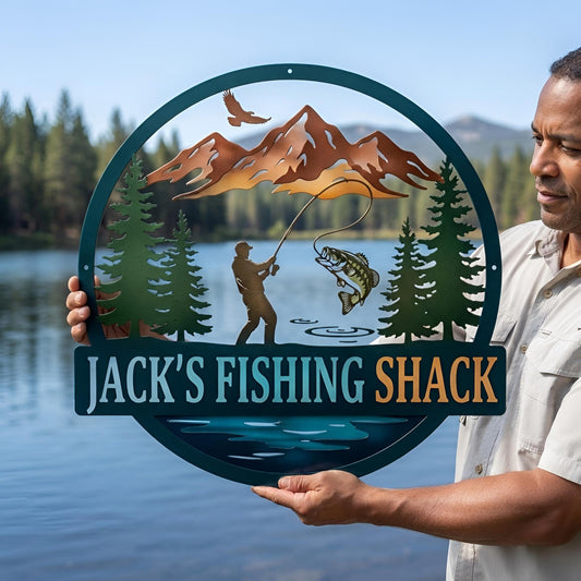 Personalized Fishing Metal Sign, Custom Fishing Shack Decor, Fisherman Gift for Dad
