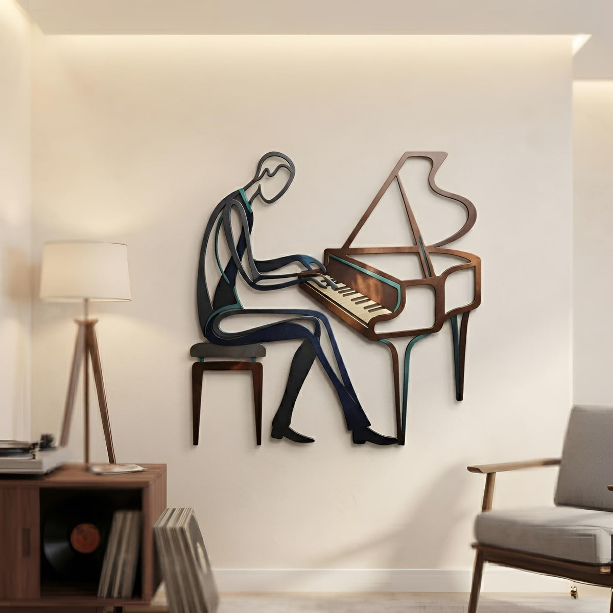 Piano Metal Wall Art, Pianist Music Room Decor, Gift for Piano Player