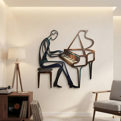 Piano Metal Wall Art, Pianist Music Room Decor, Gift for Piano Player