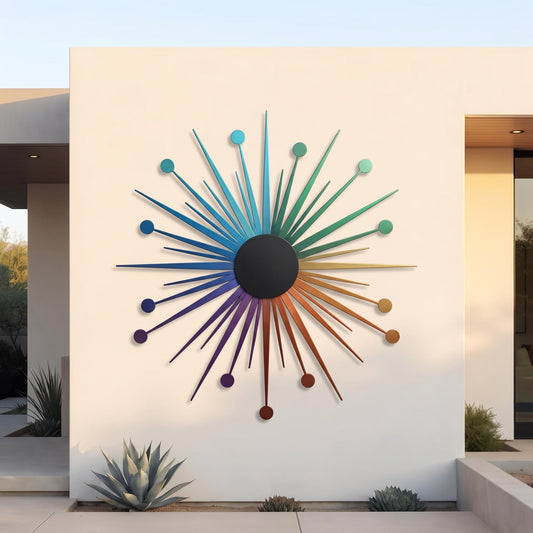 Atomic Starburst Metal Wall Decor, Mid Century Modern Art, Colorful MCM Home Decor