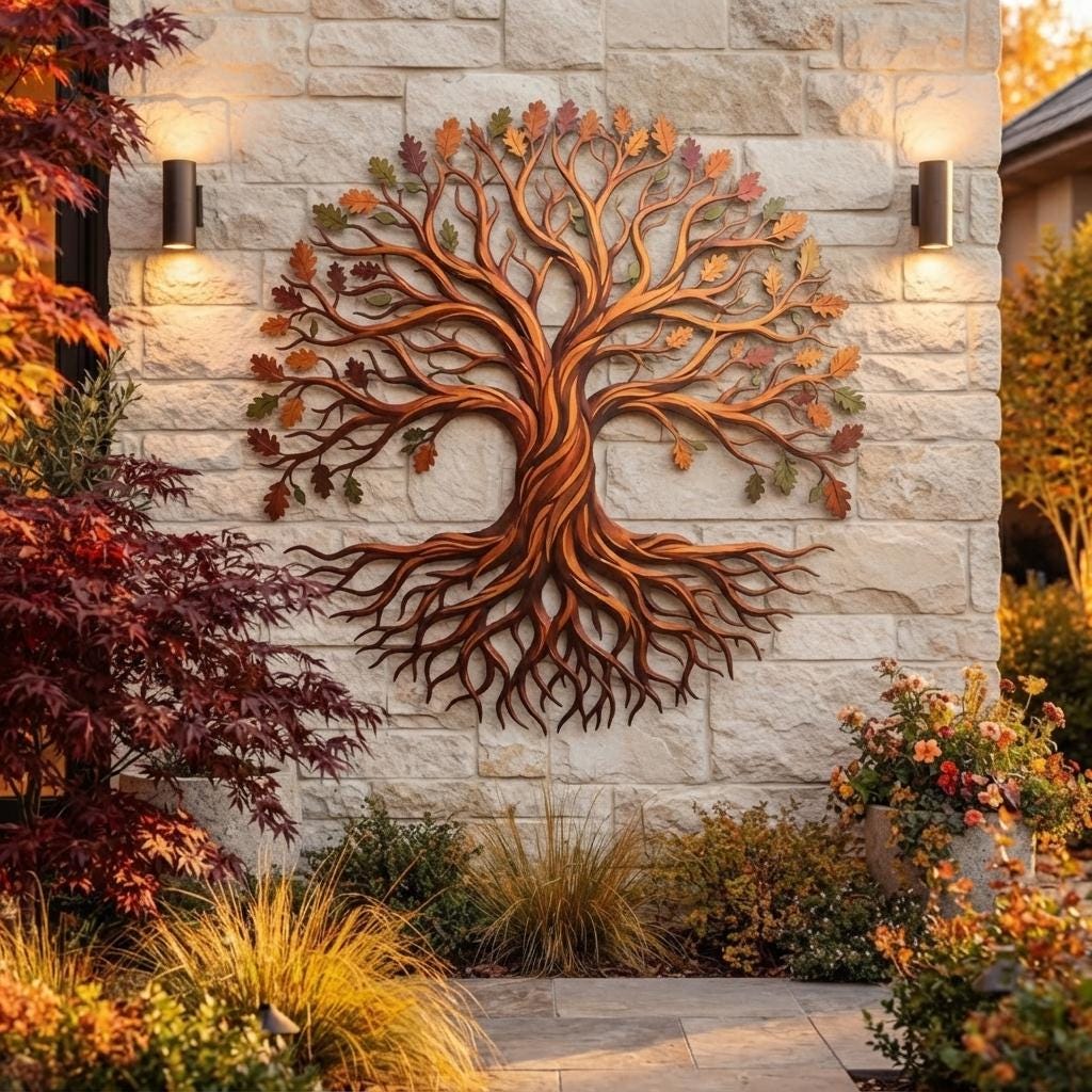 Autumn Tree Metal Wall Art - Tree of Life Decor - Fall Metal Wall Decor - Outdoor Wall Art, Garden Decor, Nature Lover Gift
