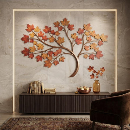 Ginkgo Leaf Metal Wall Art - Botanical Metal Wall Decor - Ginkgo Branch Wall Art - Modern Home Decor, Nature Wall Art, Living Room Decor