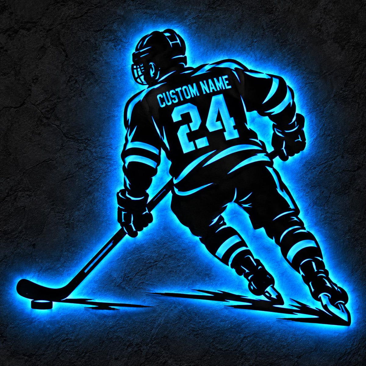 Personalized Hockey Wall Light, Custom Jersey Name and Number Sign, LED Sports Room Decor, Hockey Player Gift